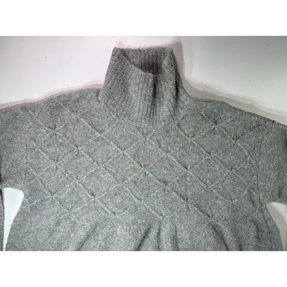 Free People Jaci‎ Sweater Dress XS Gray Mock Neck Babydoll Wool Blend